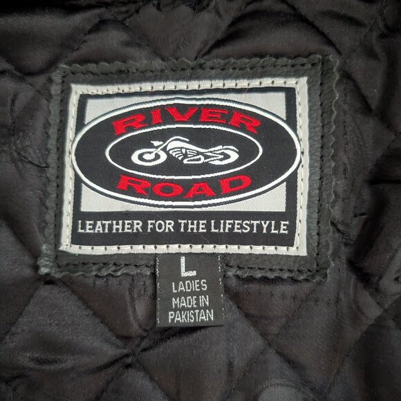River Road Leather Motorcycle Jacket Removeable Liner Womens Large; w/Neck Warm - Picture 10 of 16